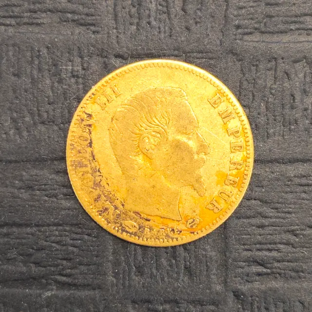 Cinq francs, Napoléon III or tête nue 900 ‰ 1856