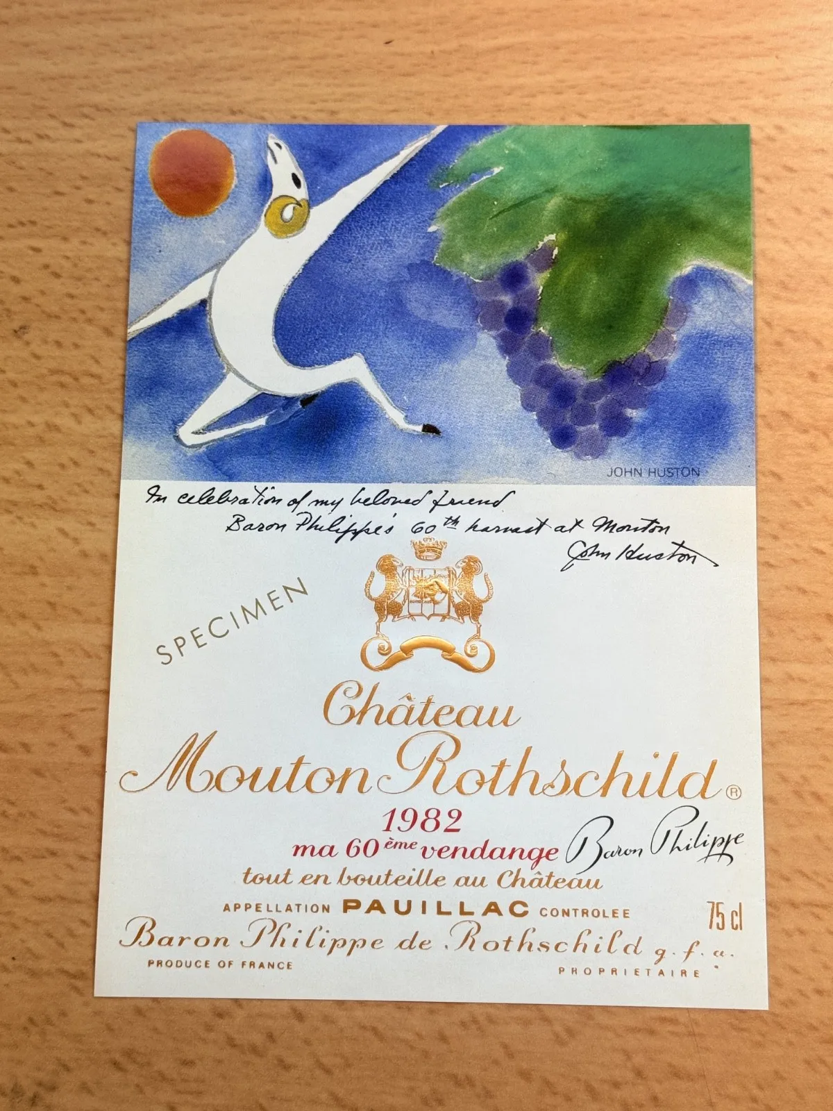 Étiquette De Vin Château Mouton Rotschild Spécimen 1982