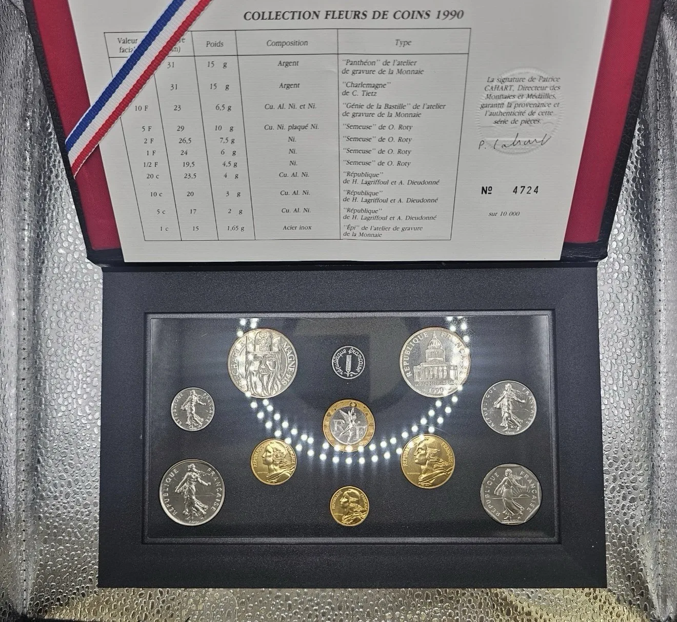 Coffret De La Monnaie De Paris Fleur De Coin Francs De 1990